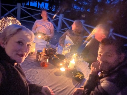 Sitting outside till late in the night